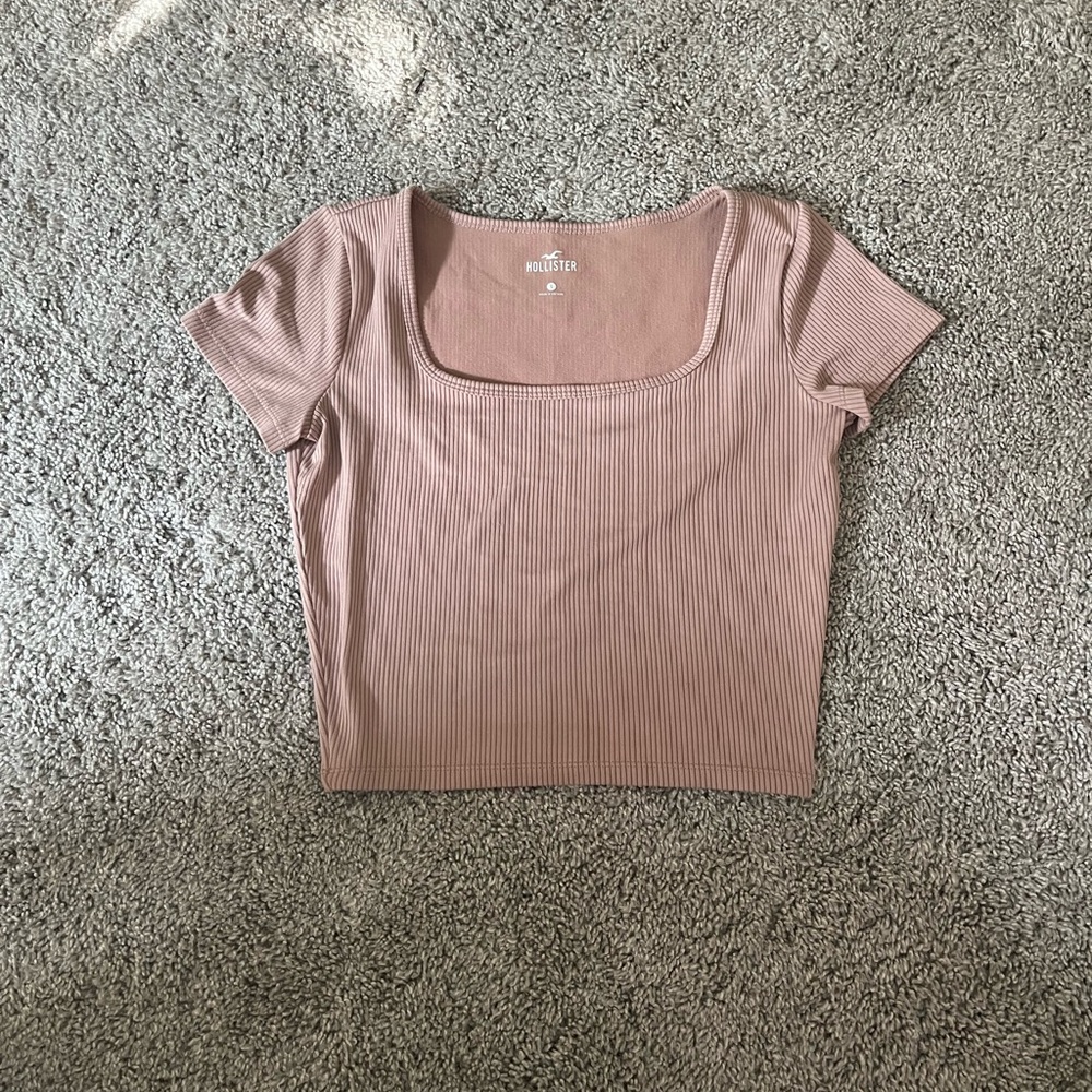 Hollister Women's Ribbed Crop Top in Light Brown